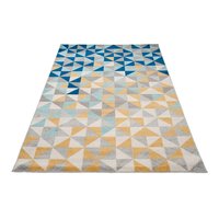Kusový koberec AZUR trojúhelníky typ C - šedý/modrý/žlutý