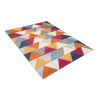 Kusový koberec AZUR trojúhelníky typ D - bílý/oranžový/červený/modrý