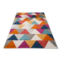 Kusový koberec AZUR trojúhelníky typ D - šedý/bílý/červený/modrý