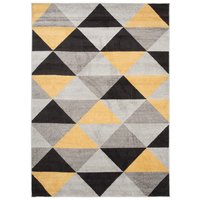 Kusový koberec AZUR trojúhelníky typ E - černý/šedý/žlutý