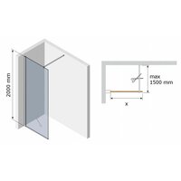 Koupelnová pevná zástěna MAXMAX KIOTO BLACK 120 cm - čiré/mat