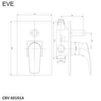 Sprchová podomítková baterie, Eve, s přepínačem vč. těla, chrom