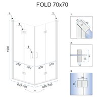 Sprchový kout MAXMAX Rea FOLD 70x70 cm