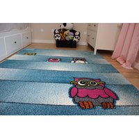 SKLADEM: Dětský koberec KIDS Sovičky - modrý - 240x330 cm