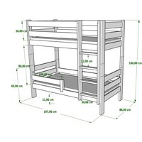 Dětská patrová postel z masivu GABI - 190x80 cm