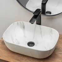 Keramické umyvadlo MAXMAX Rea BELINDA MARBLE - světle šedé - imitace mramoru