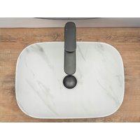 Keramické umyvadlo MAXMAX Rea BELINDA MARBLE - světle šedé - imitace mramoru