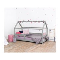 Dětská domečková postel z masivu 180x90 cm TEREZA se zábranami