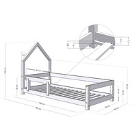 Dětská domečková postel z masivu 180x90 cm POPPI se zábranami