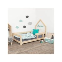 Dětská domečková postel z masivu 200x120 cm POPPI se zábranami