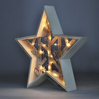Dekorační LED hvězda - 30 cm - dřevěná