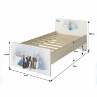 Dětská postel MAX - 200x90 cm - RŮŽOVÁ BALETKA - dub sonoma