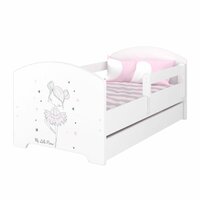 Dětská postel OSKAR - 140x70 cm - RŮŽOVÁ BALETKA - bílá