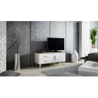 Televizní stolek LEILA - 120x40x53 cm - bílý/dub sonoma