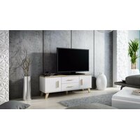 Televizní stolek LEILA - 140x40x53 cm - bílý/dub sonoma