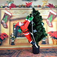 Vánoční svítící LED dekorace Santa na žebříku - 95 cm