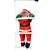 Vánoční svítící LED dekorace Santa na žebříku - 95 cm