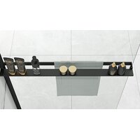 Koupelnová pevná zástěna MAXMAX Rea AERO 100 cm s policí a věšákem na ručníky - černá matná - čiré sklo