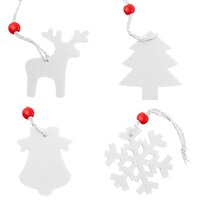 Vánoční látkové závěsné ozdoby na stromeček 16 ks - bílé
