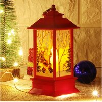 Vánoční lucernička s LED svíčkou 8x8x20 cm - červená