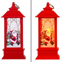 Vánoční lucernička s LED svíčkou 8x8x20 cm - červená