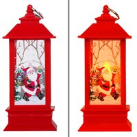 Vánoční lucernička s LED svíčkou 8x8x20 cm - červená