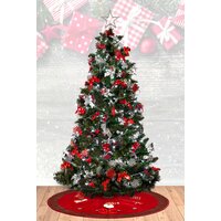 Vánoční podložka pod stromeček s krajkou - 120 cm - červená