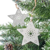 Vánoční závěsné ozdoby na stromeček ze dřeva 2 ks - bílé hvězdičky