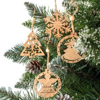 Vánoční závěsné ozdoby na stromeček ze dřeva 9 ks