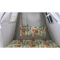 Dětský stan TEEPEE (TÝPÍ) LESNÍ ZVÍŘÁTKA s doplňky - šedý/béžový