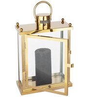 Lucerna BOX - kov/sklo - zlatá - 30 cm