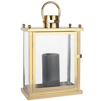 Lucerna BOX - kov/sklo - zlatá - 30 cm