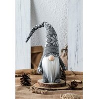 Vánoční skřítek 50 cm - šedý s vločkou na čepici
