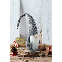 Vánoční skřítek 50 cm - šedý s vločkou na čepici