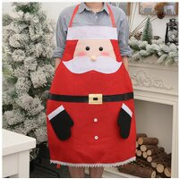 Vánoční zástěra na vaření s kapsami Santa Claus - červená - 85x64 cm
