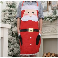 Vánoční zástěra na vaření s kapsami Santa Claus - červená - 85x64 cm