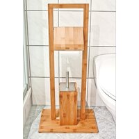 Držák toaletního papíru s WC štětkou - bambusový