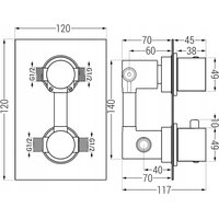Podomítková termostatická baterie MEXEN CUBE - bílá - 2 výstupy, 77502-20