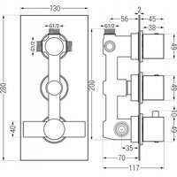 Podomítková termostatická baterie CUBE - bílá - 3 výstupy