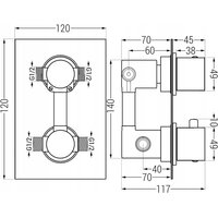 Podomítková termostatická baterie MEXEN CUBE - černá matná - 2 výstupy, 77502-70