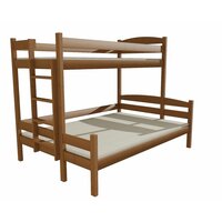 Dětská patrová postel s rozšířeným spodním lůžkem z MASIVU 200x90cm bez šuplíku - PPS001