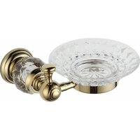 Závěsný kulatý držák mýdla MEXEN ESTELA - kov/sklo - zlatý, 7011539-50