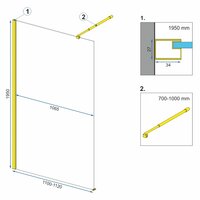 Koupelnová pevná zástěna MAXMAX Rea AERO 110 cm - zlatá - čiré sklo