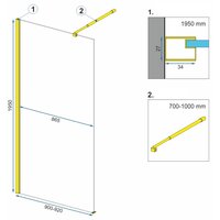 Koupelnová pevná zástěna MAXMAX Rea AERO 90 cm - zlatá - čiré sklo