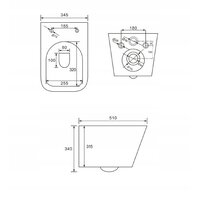 Závěsné WC TEO RIMLESS - černé matné + Duroplast sedátko