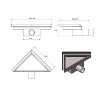 Trojúhelníkový rohový sprchový žlab MEXEN FLAT 2v1 - 20 cm, 1010320