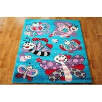 SKLADEM: Dětský koberec MOTÝLI - tyrkysový - 120x170 cm