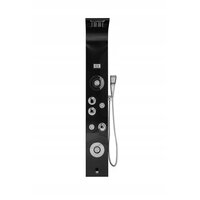 Sprchový panel GROTTO 5v1 - s termostatem a výtokem do vany - LED podsvícení a LCD displej - černý matný
