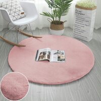 Kulatý koberec RABBIT - 100 cm - růžový - imitace králičí kožešiny