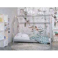 Dětská domečková postel IZABELA - šedá 200x90 cm